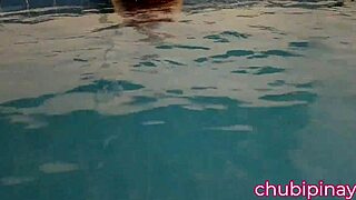 flashing boobs in public swimming pool with chubby milf solo