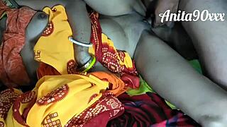 in a rural home setting an indian housewife engages in intimate activities with her partner