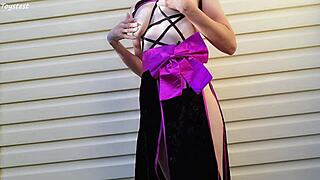 My hot Japanese friend fingering her tight spots outdoors in amateur close-up action