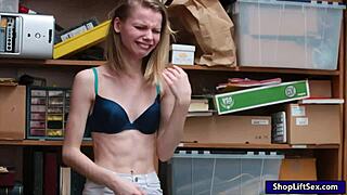 Petite shoplifter gets pounded hard by officer in office