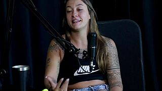 Flor de Damiana enjoys the exhibitionist side with Kidi Bengala in a see-through red outfit during a wild swinger interview full of domination and group orgasm fun outdoors.