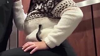 horny after the bar we snuck a quick public romp in the elevator and got caught but kept going until the intense finish