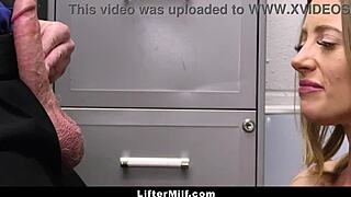 Burglar MILF Caught in Garage Gives Blowjob to Mall Guard for Punishment