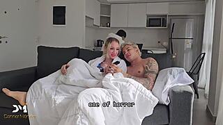 Skinny Blonde and Latina Sluts Ride and Suck Big Cock in Secret Group Fuck