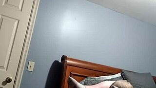 In a casual setting, chubby Marilyn explores pleasure with her favorite wand.