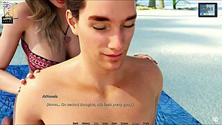 Stockinged tattooed trans performs cocksucking and handjob in intimate pov scene