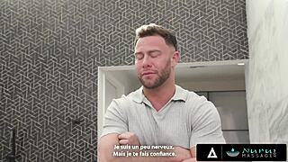 nuru massage therapist helps client overcome fear of touch with oiled missionary and cowgirl sex french subtitles