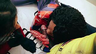 Specific wolverine licks deadpool and spider-man asses then swallows cum in cosplay interracial threesome with gaping anal and farting