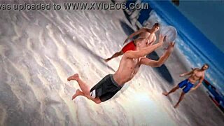 conversational-emoji beauty and the thug topless on beach with petite redhead piercing 😍🏖️