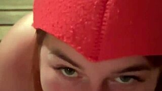 Why does this redhead with big ass suck cum in the bathhouse?