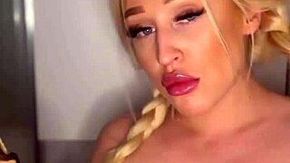 horny college coed with big tits teases and sucks on banana in curvy solo play