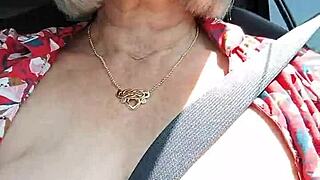 Amateur housewife flashing tits while riding outdoors