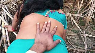 In an outdoor sugarcane field, a sexy married girlfriend experiences full hard sex with her couple partner in a passionate roleplay encounter.