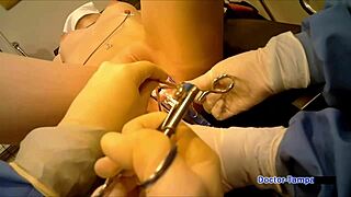 Dr tampa boldly examines stacy shepard during tampa university entrance physical with gloves and spreading