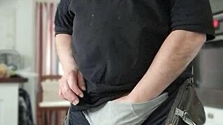 chris the old man slowly strips off his clothes while whispering filthy words in a teasing tone.