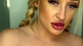 horny college coed with big tits teases and sucks on banana in curvy solo play