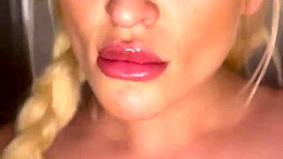 horny college coed with big tits teases and sucks on banana in curvy solo play