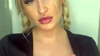 horny college coed with big tits teases and sucks on banana in curvy solo play