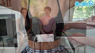 Natural busty brunette fails lie detector! Sucks big cock and gets fucked doggystyle to orgasm!