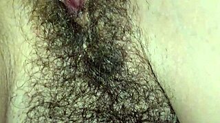 Close-up view of creampie in my not sister's pussy during homemade amateur session