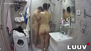 Luuv Tattooed Alice Joins Boyfriend In Shower For Shaved Pussy Play On Webcam