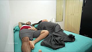 Horny petite small tits Latina teen agrees to share bed with stepbrother leading to unexpected wet pussy anal creampie orgasm.