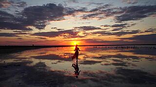 Hey, walking on red sunset of elton salt lake feels amazing