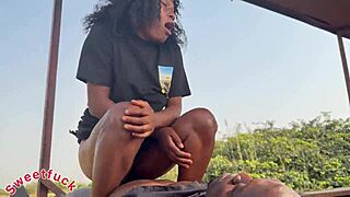 this nigeria girl casually gives a mind-blowing blowjob with wet pussy action in doggystyle