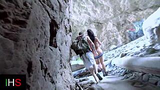 why is this slut brunette getting fucked so wonderfully outdoors?