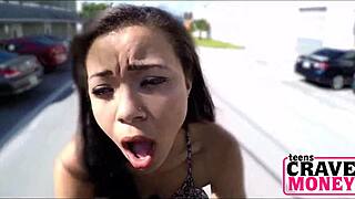 Teen Rides Dildo on Motorcycle for Cash