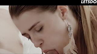 Submissive girlfriend Mary Kalisy gets blindfolded for a sensual pussy fuck and cowgirl ride with her passionate lover.