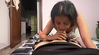 she teases with sensual blowjob close up before helping with the permission