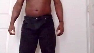 Shaving and masturbating in jeans privately