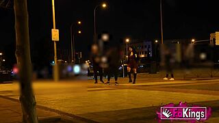 Curvy Egyptian brunette Amanda Luxor flashes big ass outdoors in public casting interview