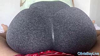 Cumshot on yoga pants... rubbing cock against sexy ass in leggings, wanna see more?