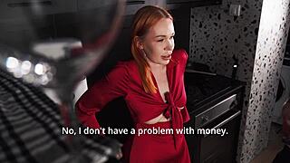 Amateur Redhead Gives Blowjob in Kitchen Instead of Food