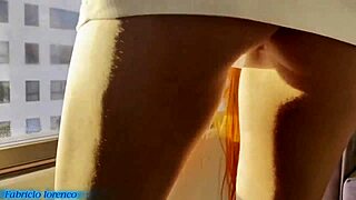 the redhead maid flashed her big tits and ass before getting intense action outdoors