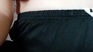 Wow this pregnant milf is spitting on her big tits and nipples