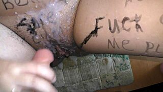 big boobed bbw wife blindfolded gets orgasm from hitachi vibrator and covered in cum