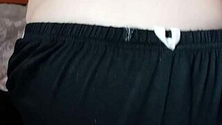 Wow this pregnant milf is spitting on her big tits and nipples