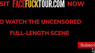 Whoa, this curvy big tits Latina whore slurps up a huge cock with sloppy deepthroat action! 🍆💦😈