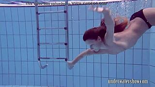 lucy takes off bikini in the pool, feeling so teasing and wet underwater