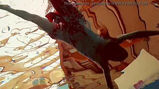 I dive underwater with hot Polish teen Marketa in bikini. we flash petite tits at public pool and beach