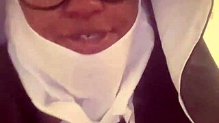 Wow, check out this naughty nun hazelnut getting wild on Halloween!