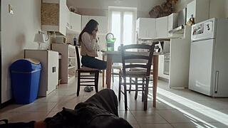 I Feel So Emotional As This Italian Guy Begs For A Deepthroat Blowjob But Gets Only A Sensual Handjob In Our Private Dorm Room With My Skinny Roommate Watching Our Kinky Amateur Game.