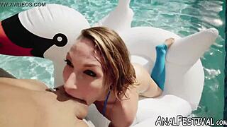 Natural Tits Babe Charley Hart Drilled Intensely by Pool