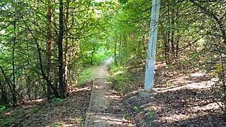 Phone vlog ends with risky quickie blowjob in public park from ponytail girlfriend swallowing cum