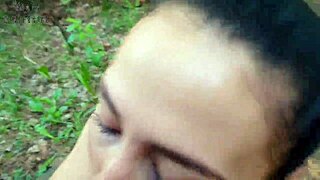 Phone vlog ends with risky quickie blowjob in public park from ponytail girlfriend swallowing cum