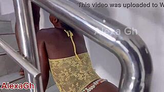 Petite African teen gets gangbanged by five hung guys in creampie frenzy