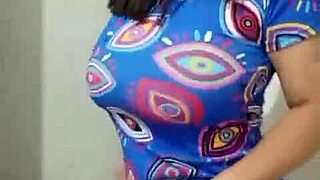 stunning big natural tits blonde contrasts with huge ass while kissing and spitting in intriguing maledom fetish play